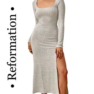 ⚡️NWT⚡️ Reformation -XL- Lemon Knit Bodycon Dress - Grey